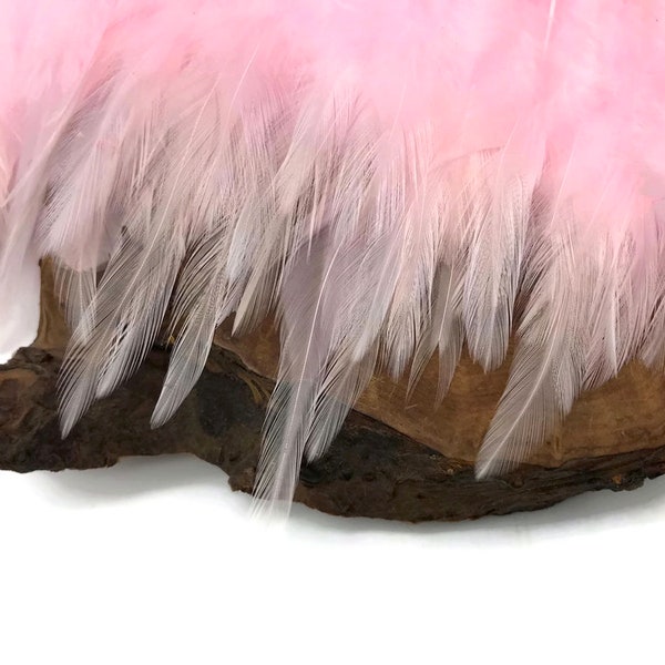 Suministro de adornos de gallo, 1 yarda - Pluma de gallo rosa claro para silla de montar, adorno artesanal al por mayor: 3181
