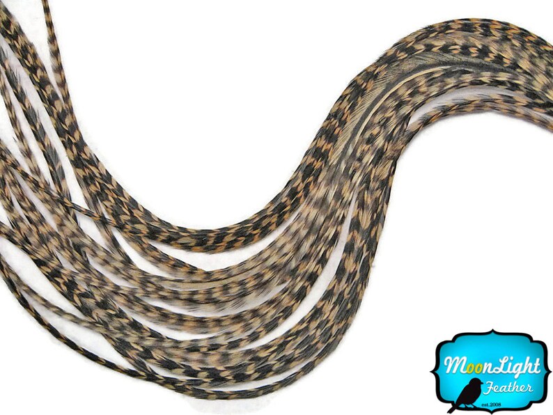 Hair Feathers 1 Piece TAN Thin Long Grizzly Rooster Hair Etsy