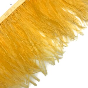 Ostrich Fringe Feathers, 6 Inch Strip Golden Yellow Ostrich Fringe Trim Feather : 3162 image 4