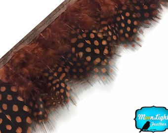 Guinea Feathers, 1 Yard - BROWN Guinea Hen Plumage Feather Trim : 3637