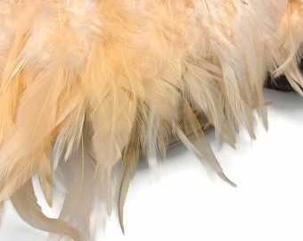 Rooster Trim Supply, 1 Yard - Peach Rooster Neck Hackle Saddle Feather Wholesale Trim Craft DIY : 3184