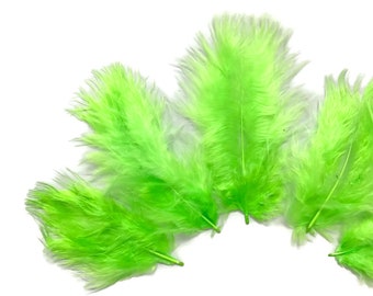 Mini Feathers, 1/4 Lb - Chartreuse Green Turkey Marabou Short Down Fluffy Loose Wholesale Feathers (Bulk) Doll Craft Supply : 4251