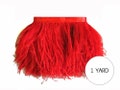 Red Ostrich Feathers, 1 Yard - Red Ostrich Fringe Trim Wholesale Feather (Bulk) : 2113