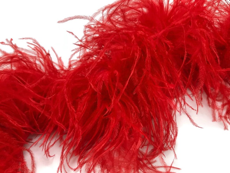 Red 3 Ply Ostrich Feather Medium weight Boa 2 Yards Ostrich Boa 4007