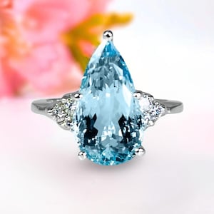 Natural Aquamarine Solitaire Ring\ 14k Solid Gold Ring\ Ring For Wedding\ Aquamarine Gold Ring\ Promise Ring\ March Birthstone\ Gift For He