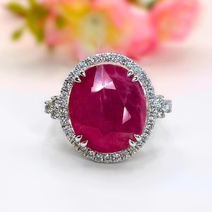 14K Solid Gold Ruby Ring 14K Rose Gold Oval Ruby Engagement Ring Minimalist Gold Ring July Birthstone