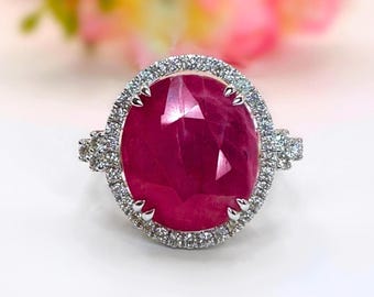 14K Solid Gold Ruby Ring 14K Rose Gold Oval Ruby Engagement Ring Minimalist Gold Ring July Birthstone