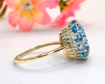 ロンドンブルートパーズリング 14Kゴールド オーバルカット