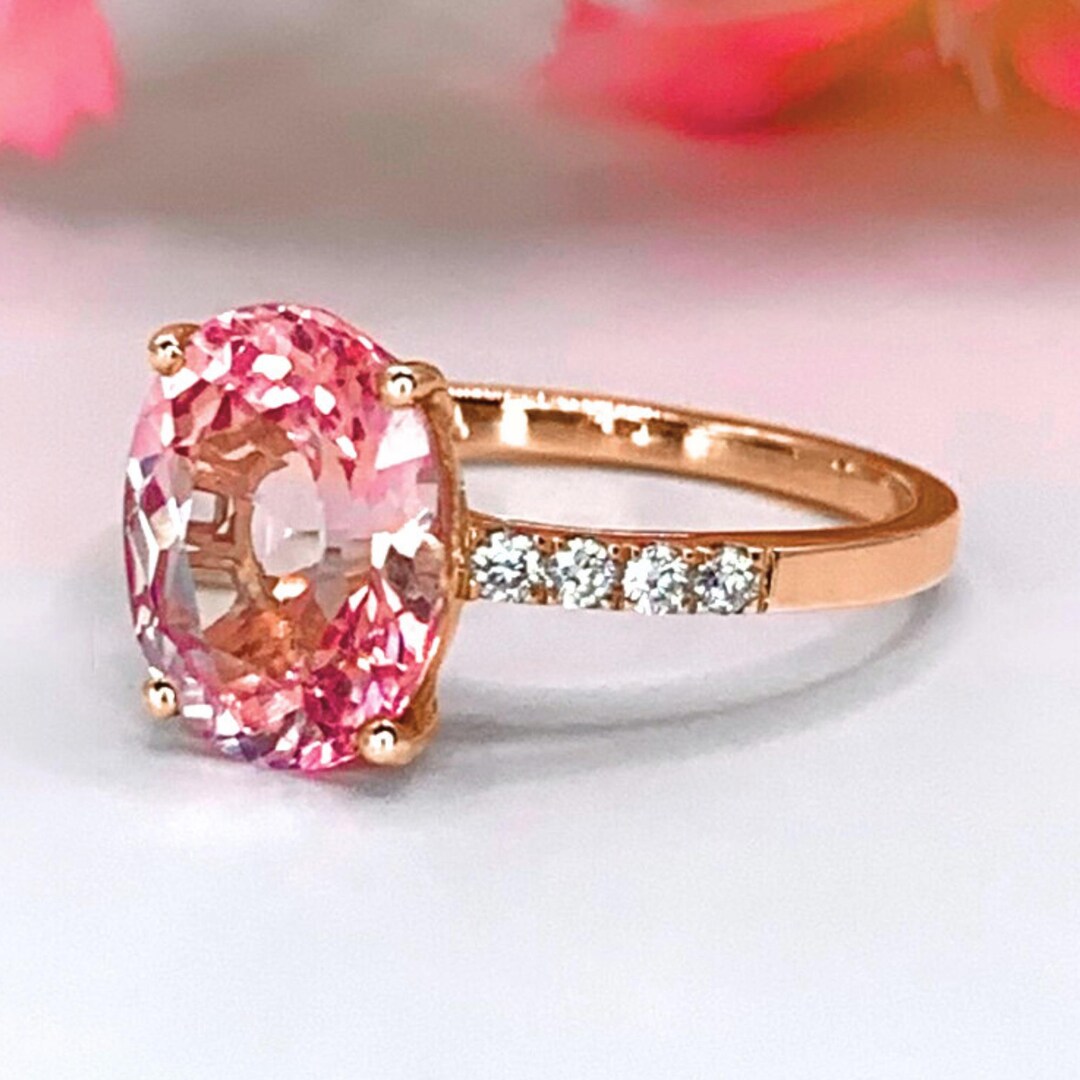 Morganite Ring 14K Gold Oval 2.75ct Morganite Solitaire for Women ...