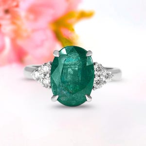 Emerald ring, natural emerald ring, emerald ring gold, 14k emerald ring, prong setting ring, oval emerald ring, emerald engagement rings
