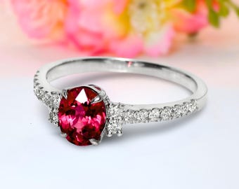 Garnet Ring 14K Gold 1.27ct Oval Red Garnet Gold Ring for Women Anniversary Gift For Her