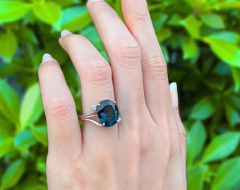 ヴィンテージ リング | ロンドン ブルー トパーズ | 14K ゴールド