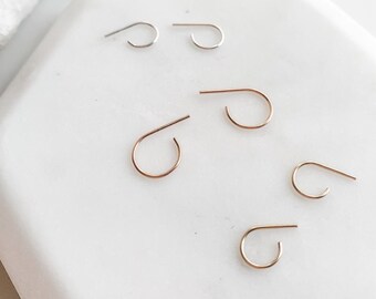 Mini Wire Huggie Hoops | Stud Earrings | Dainty Minimalist | Wire | 14k Gold Filled | Rose Gold Filled | Sterling Silver | Curated Ear