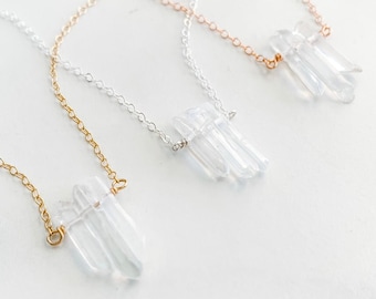 Dainty Quartz Cluster Necklace