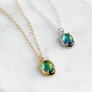 Vibrant Blue-Green Oval Charm Necklace image 1