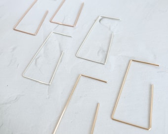 Hammered Wire Geometric Earrings | Studs | Gold Filled | Sterling Silver | Rose Gold Filled | Lightweight | Minimal