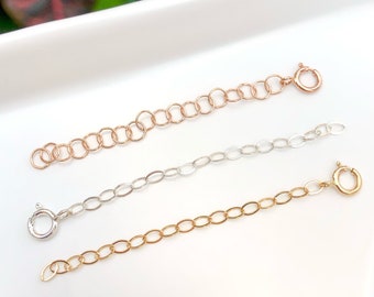 Removable Chain Extender | Adjustable Necklace | Sterling Silver | 14k Gold Filled | Rose Gold | Dainty Cable Chain | Adjustor | 2 inch