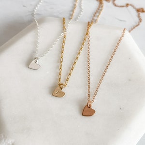 Customizable Heart Necklace | Hand Stamped | Personalization | Dainty Chain | Sterling Silver | Gold Filled | Minimalist | Monogram