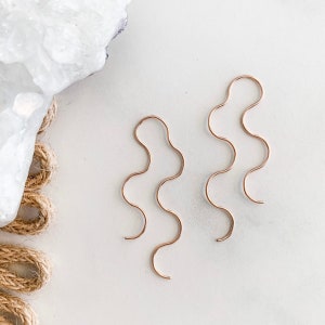 Squiggle Wire Earrings 14k Rose Gold Filled