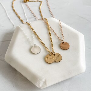 Customizable Large Disc Necklace | Hand Stamped | Personalization | Dainty Chain | Sterling Silver | Gold Filled | Rose Gold Filled