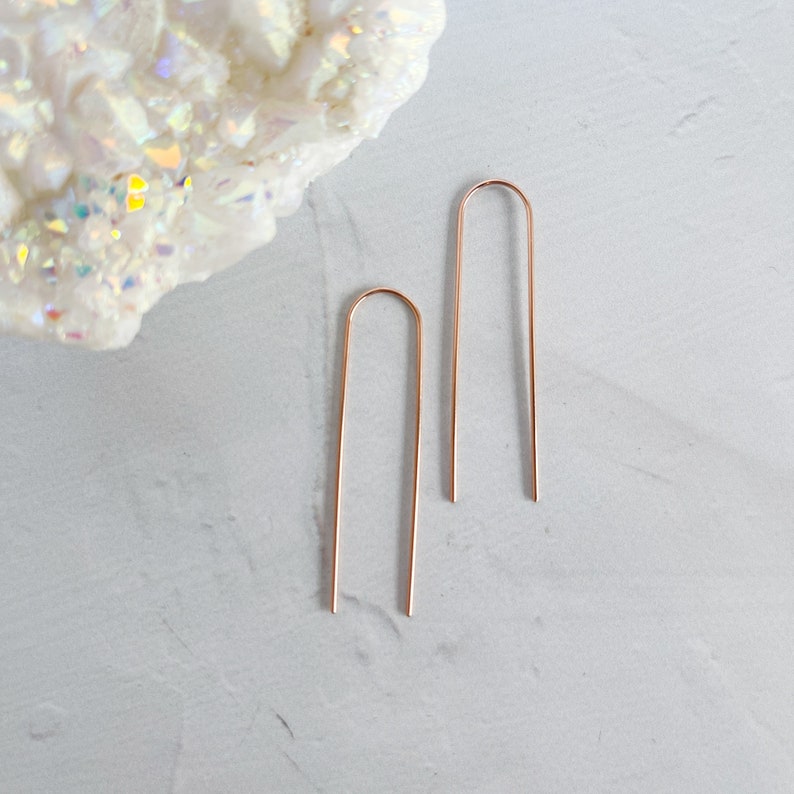 Arched Wire Minimalist Earrings Sterling Silver Gold Filled Rose Gold Filled Sensitive Ears Lightweight Everyday Wear Modern image 6
