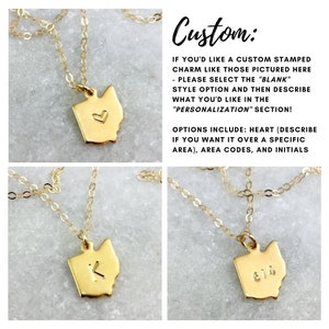 Gold State Necklace State Pride Dainty Chain Heart State Name Blank Area Code Initials Gift Layering Gold Filled image 5