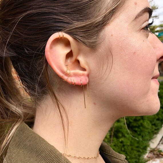 Asymmetric Wire Minimalist Earrings Sterling Silver Gold Filled