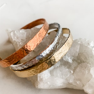 Hammered Adjustable Cuff | Aluminum Silver | Brass | Copper | Everyday Bracelet | Layering Bracelet