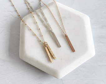 Customizable Vertical Bar Necklace | Multiple Bars | Names | Dates | Dainty Necklace | Brass | Sterling | Gold Filled | Rose Gold Filled