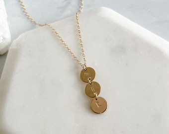 Customizable Stacked Disc Necklace | Linear Design | Personalization | Dainty | Sterling Silver | Gold Filled | Rose Gold | Initials | Gift