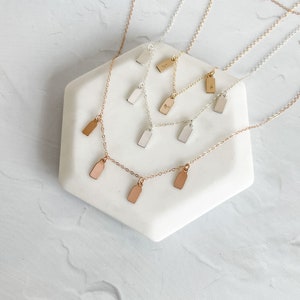 Anpassbare Spaced Tag Halskette | Anhänger | Schichtung | Dinkelwort | Monogramm | Personalisiert | Gold gefüllt | Rotgold | Sterling Silber
