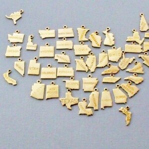 Gold State Necklace State Pride Dainty Chain Heart State Name Blank Area Code Initials Gift Layering Gold Filled image 6