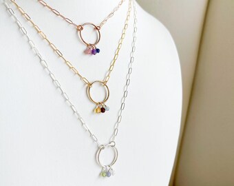 Birth Stone Ring Necklace