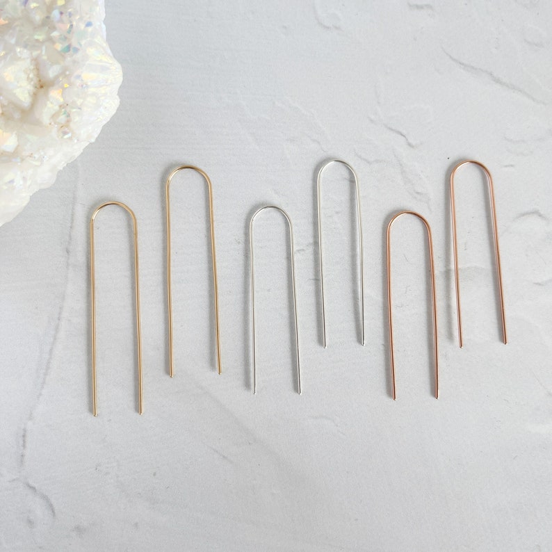 Arched Wire Minimalist Earrings Sterling Silver Gold Filled Rose Gold Filled Sensitive Ears Lightweight Everyday Wear Modern image 2