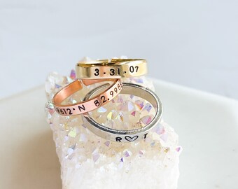 Thin Customizable Ring | 1/8" Band | Personalized | Brass | Aluminum | Copper | Adjustable Ring | Custom Sizing | Hand Stamped