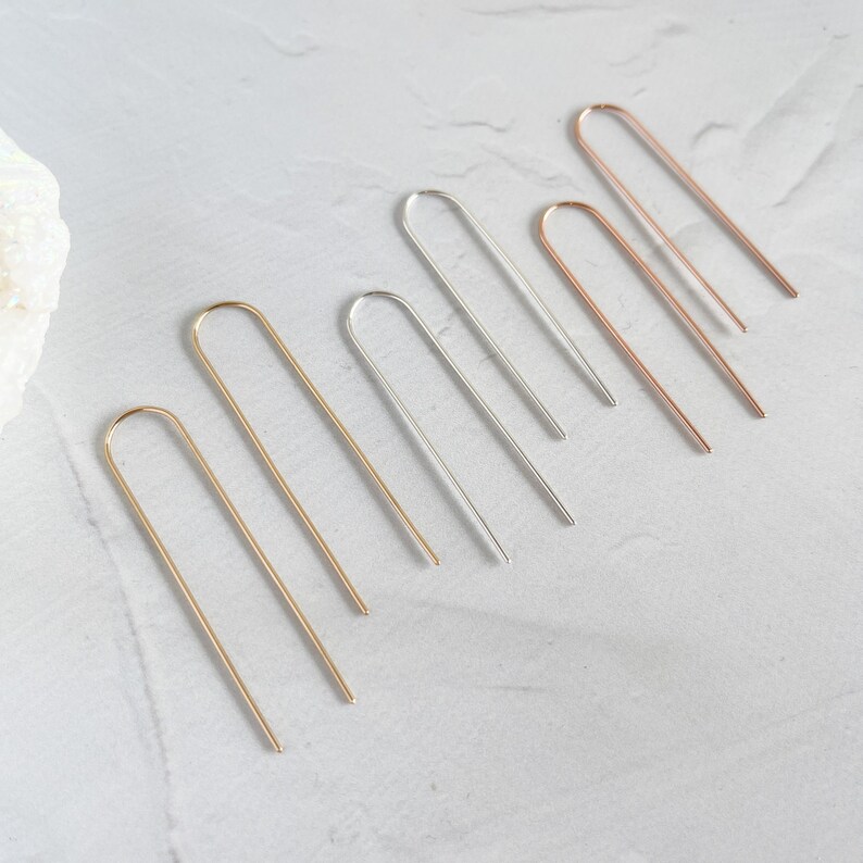 Arched Wire Minimalist Earrings Sterling Silver Gold Filled Rose Gold Filled Sensitive Ears Lightweight Everyday Wear Modern image 1