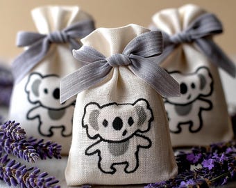 Bolsita de lavanda con diseño de koala – Dibujada a mano, regalo personalizado para bebé, decoración para la habitación del bebé, recuerdo para recién nacido