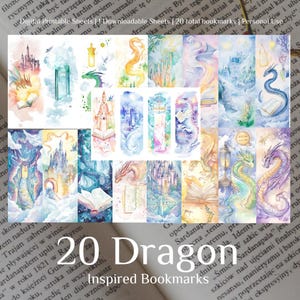 Dragon-Inspired Bookmark Collection – Printable Digital Sheets (5 High-Quality JPGs)