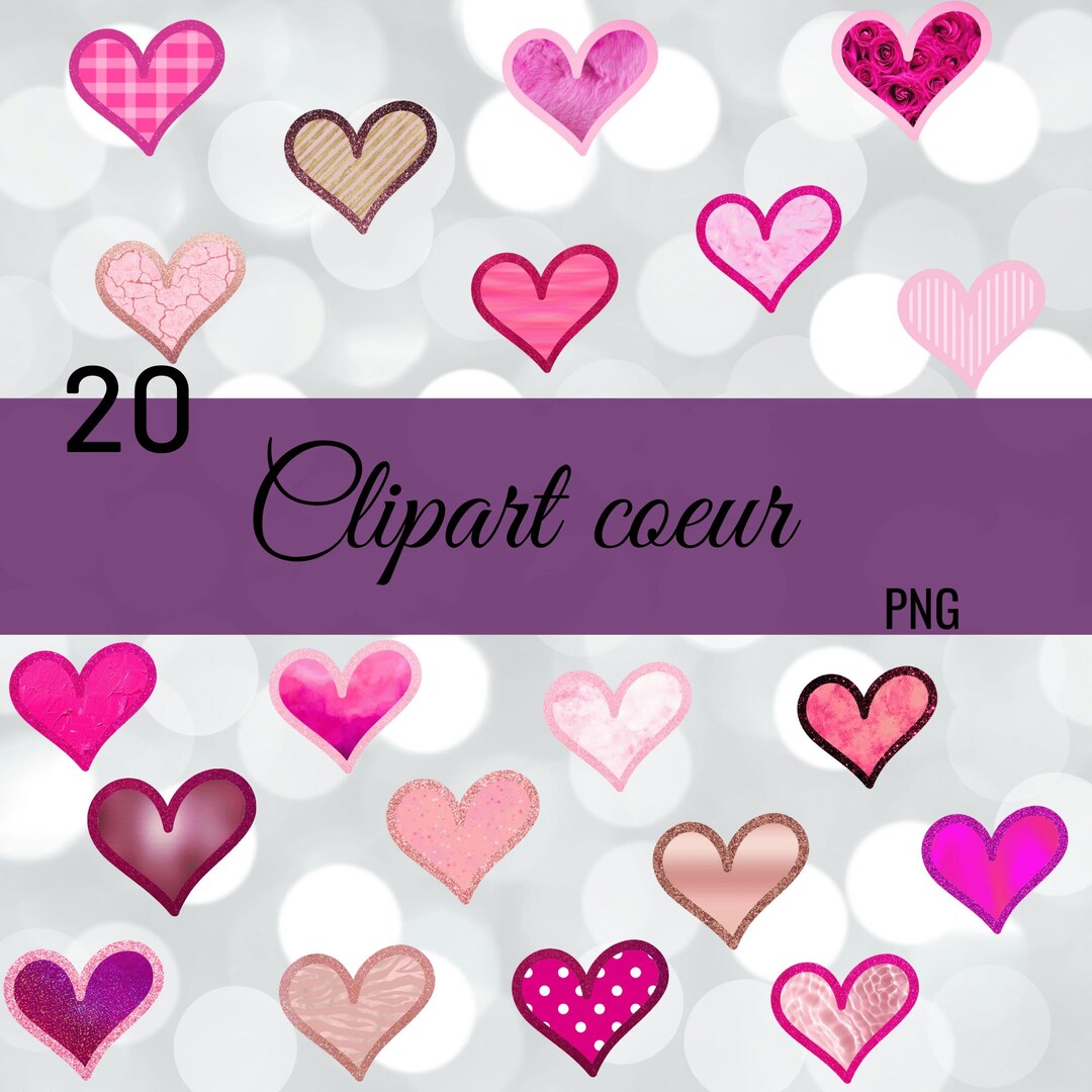 20 Glitter Hearts Clipart PNG Sublimation Bundle, Graphics Set ...