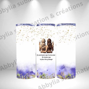 Sublimation Wrap Tumbler 20oz, Humor, French, Sister Gift: I Smile Because.. 9.2 x 8.3 in. Straight Slim Glasses. PNG