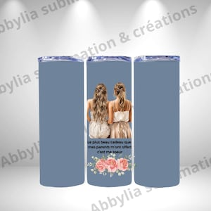 Sublimation Wrap Tumbler Sister Gift French 20 oz, 9.2 x 8.3 in. Straight Skinny Glasses. PNG