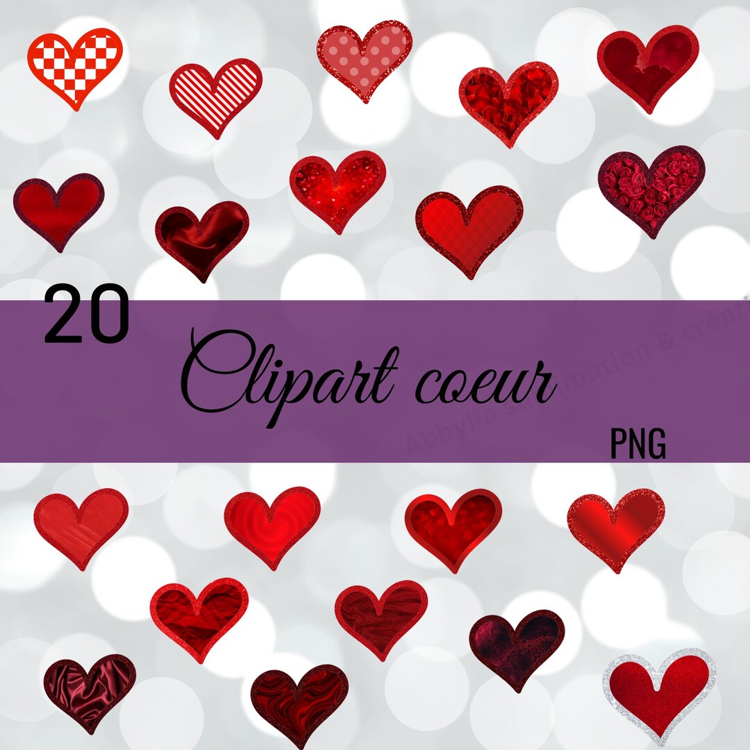 20 Glitter Hearts Clipart PNG Sublimation Bundle, Graphics Set ...