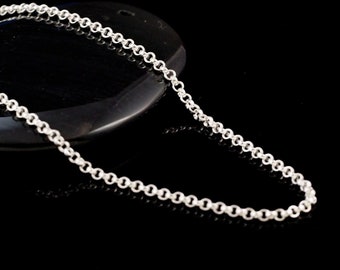 Sterling Silver Rolo Chain - 2.1mm - Custom Finished Lengths or By The Foot -  Made in the USA