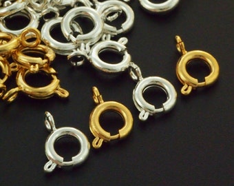 10 - 6mm Spring Clasps - Silver Plated or Gold Plated Brass - Best Commercially Made - 100% Guarantee