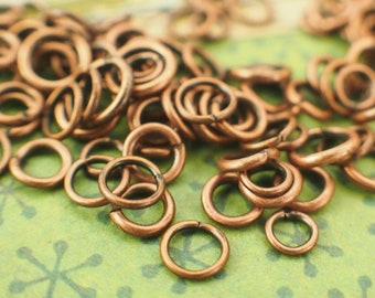 100 Antique Copper Jump Rings in 18, 20, 22 gauge - Best Commercially Made - 100 % Guarantee