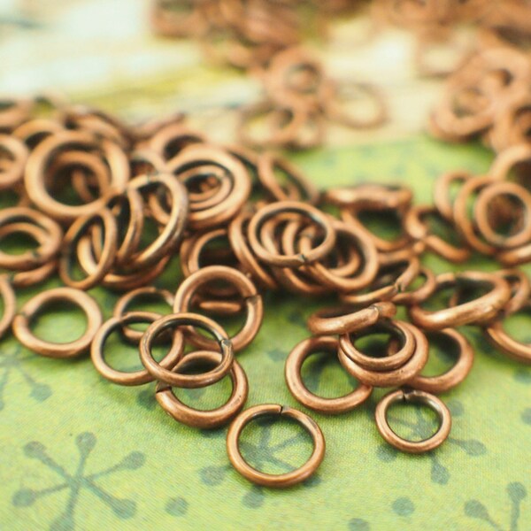 100 Antique Copper Jump Rings in 18, 20, 22 gauge - Best Commercially Made - 100 % Guarantee