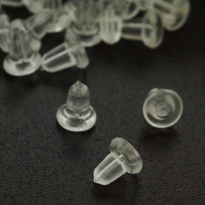 Clear Rubber Earring Backs Bell Shaped Earnuts