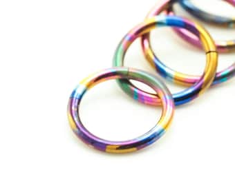 Titanium Hoop - Clicker Segment - Colorful and Hypoallergenic 14, 16, 18 or 20 gauge Piercing