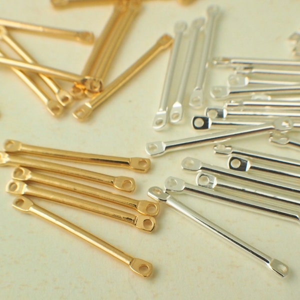 25 rechte staafschakels 22 mm x 2 mm verzilverd of verguld - 100% garantie