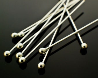 10 Argentium Sterling Silver 1.5 and 2.5mm Ball Head Pins - 21 and 24 Gauge Non Tarnish - 100% Guarantee